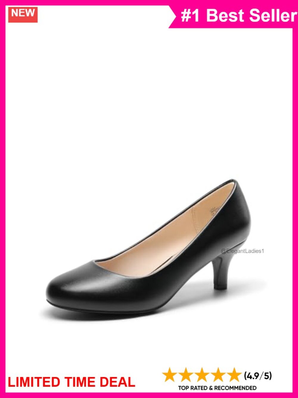 Women's Comfort Kitten Heels Pumps Round Toe Slip-On Dress Shoes
